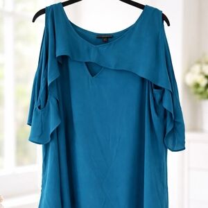💙BOLD Elements Teal Ruffle Blouse